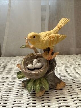 Prince Yellow Bird on Nest Figurine with Eggs